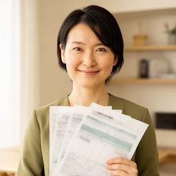 栗東市の相談室で家計資料を手にする家計管理専門家